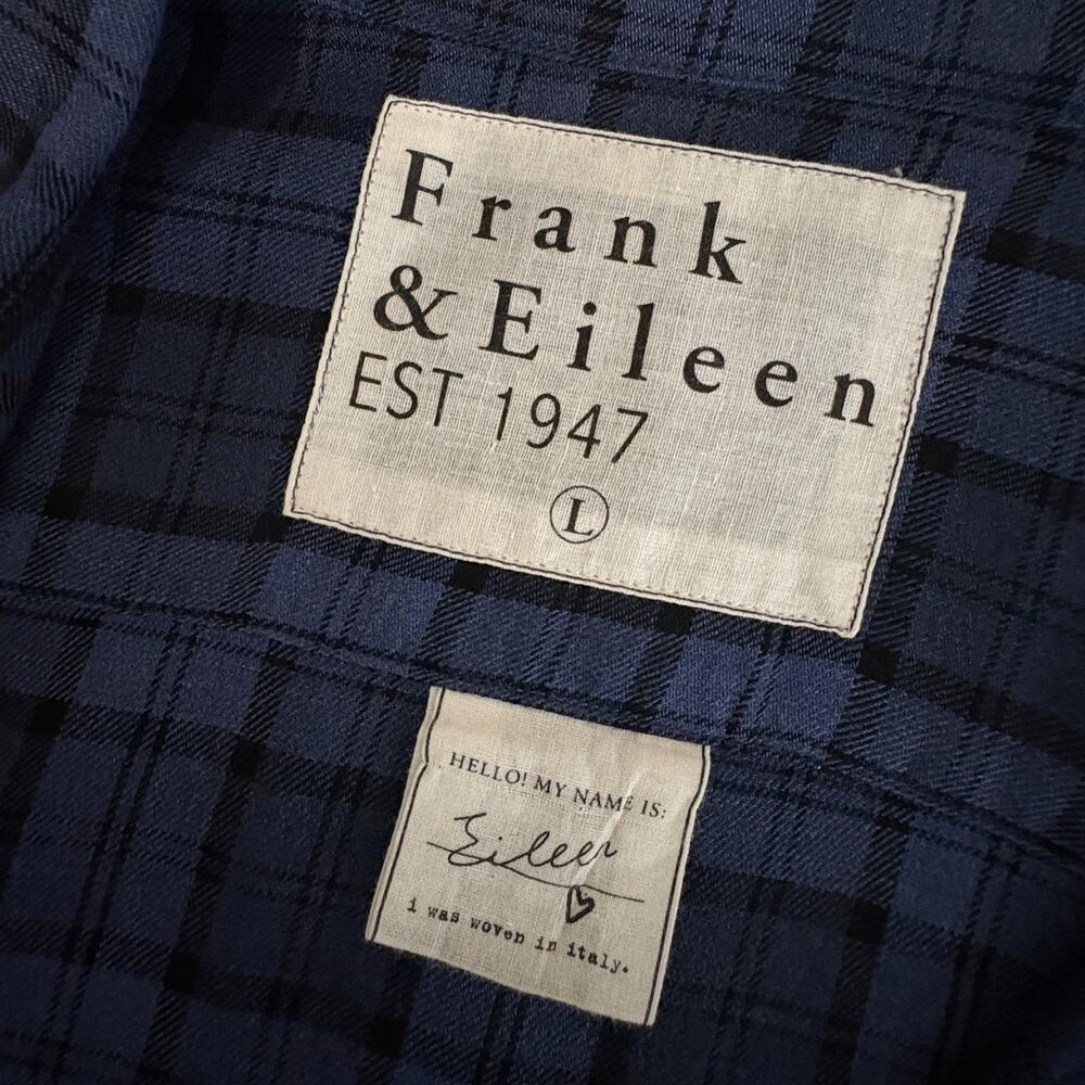Frank & Eileen EILEEN 100% Modal Relaxed Button-Up Shirt in Blue Plaid L NWOT - Picture 5 of 11